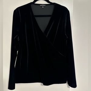 J. Crew black velvet wrap long sleeve shirt